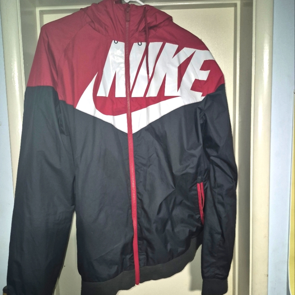 Rare Nike Windrunner GX1 Windbreaker Jacket Black Red Nylon Soft Size : XL